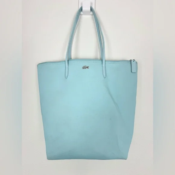Lacoste Blue Tote Bag Minimalist Design Spacious shopper zip closure - Picture 1 of 15
